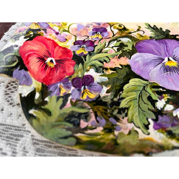 Gorgeous Vintage Hand Painted Decor Tray - Picture 5 of 7